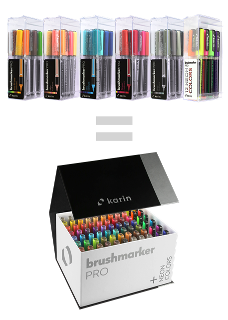 KARIN Brushmarker PRO Mega Box Plus 72 colours + 3 blenders set, MOOD