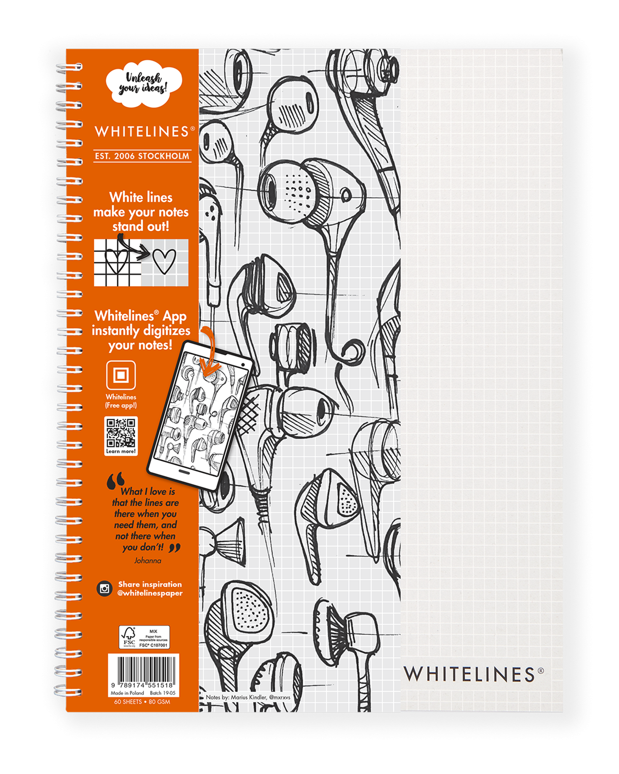 Whitelines A4 Squared Pad