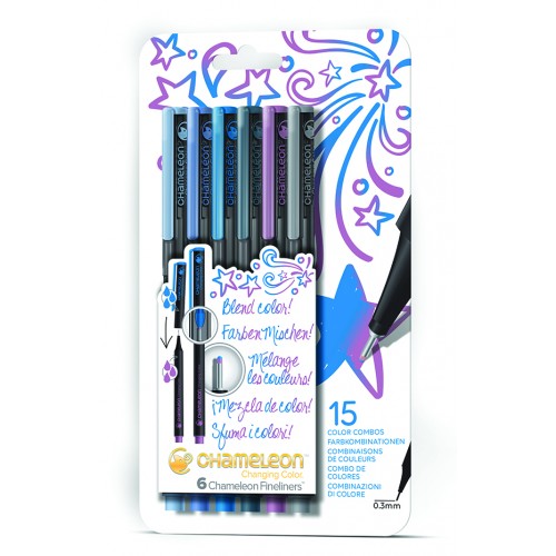 Chameleon Art Products Fineliners 6 Pack Cool Colours Set
