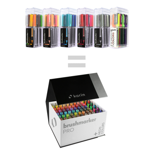 KARIN Brushmarker PRO Mega Box Plus 72 colours + 3 blenders set, MOOD