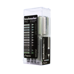 KARIN Brushmarker PRO 12 "Grey colours" set, FRONT