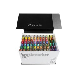 KARIN Brushmarker PRO Mega Box Plus 72 colours + 3 blenders set, FRONT