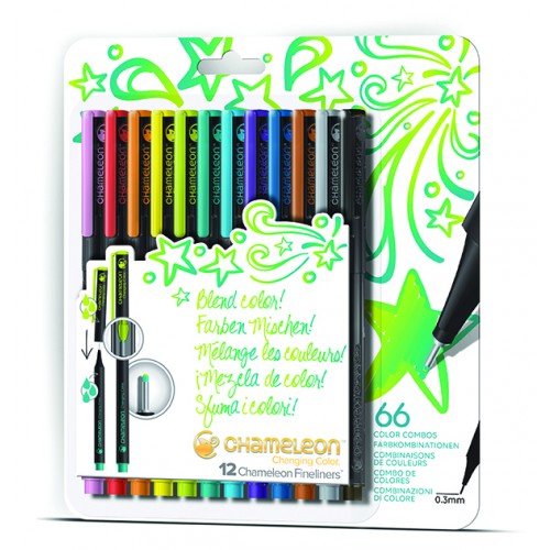 Chameleon Art Products Fineliners 12 Pen Bright Colors Set